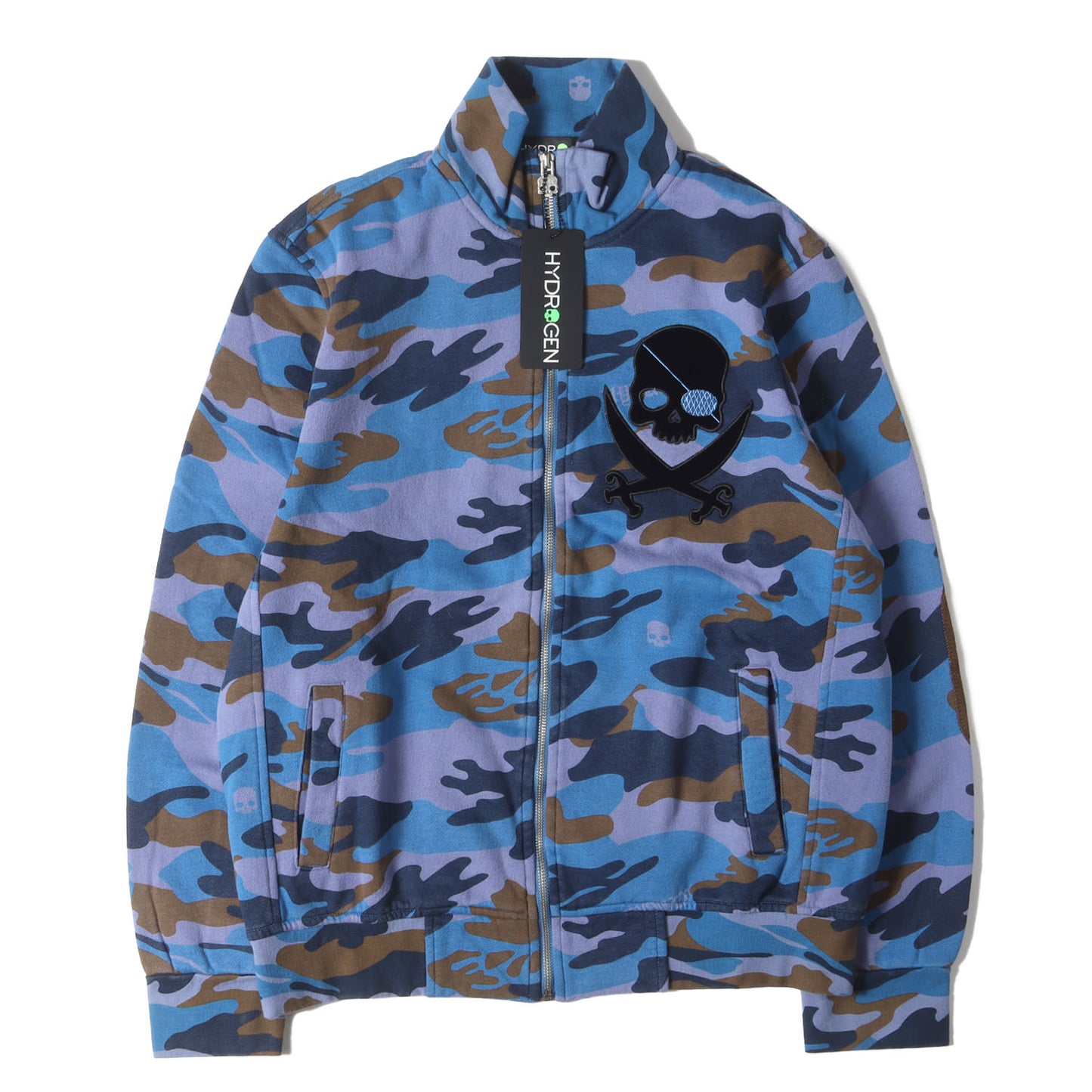 パイレーツスカル ワッペン カモ ハイネック スウェット トラック ジャケット / 裏起毛