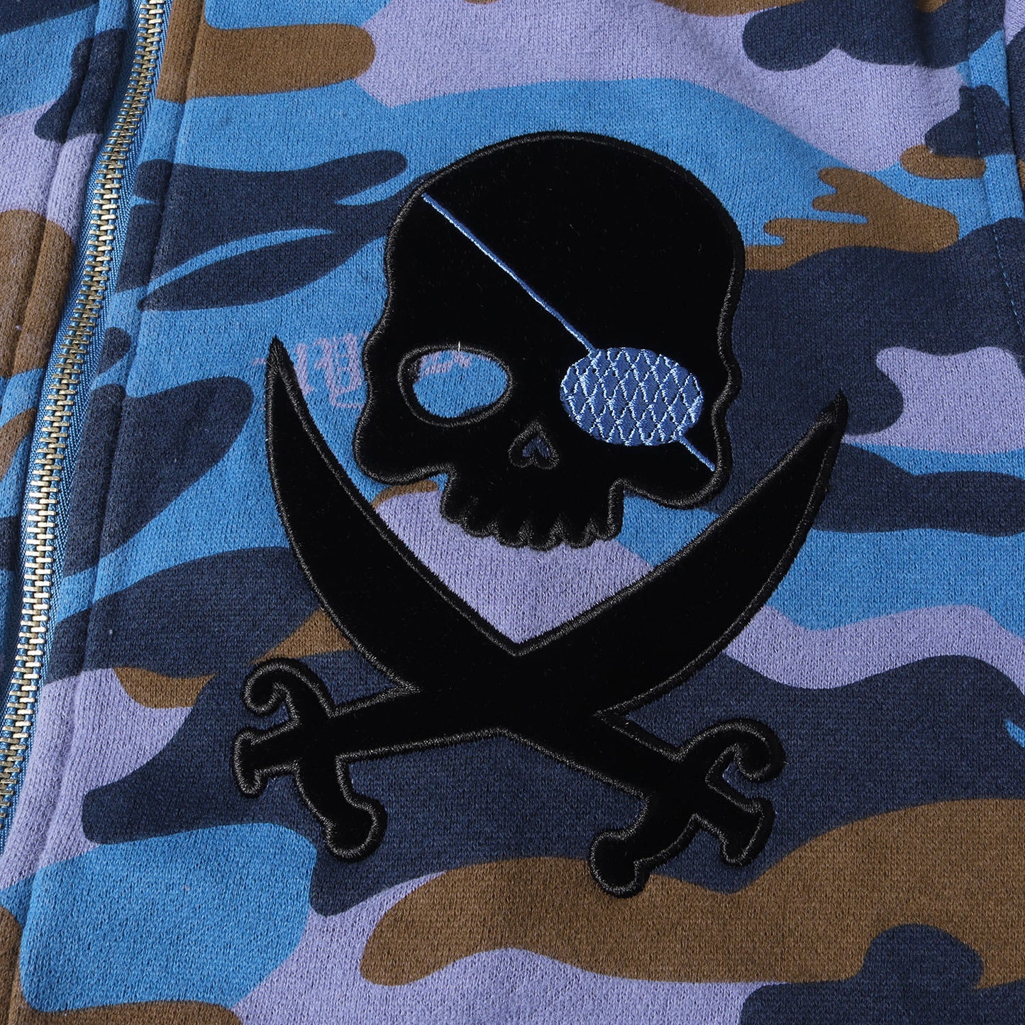パイレーツスカル ワッペン カモ ハイネック スウェット トラック ジャケット / 裏起毛