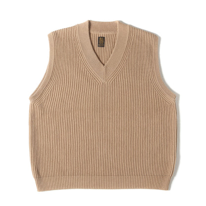 24SS ミドルゲージ コットン ニット Vネック ベスト (BN-24SM-078)