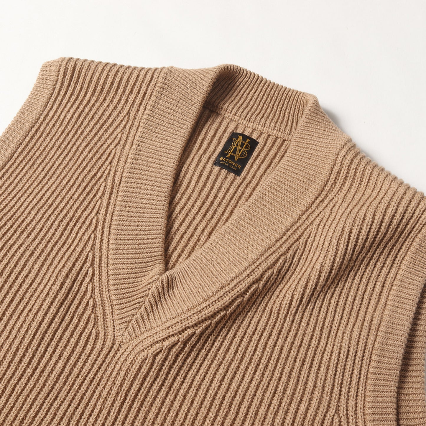 24SS ミドルゲージ コットン ニット Vネック ベスト (BN-24SM-078)