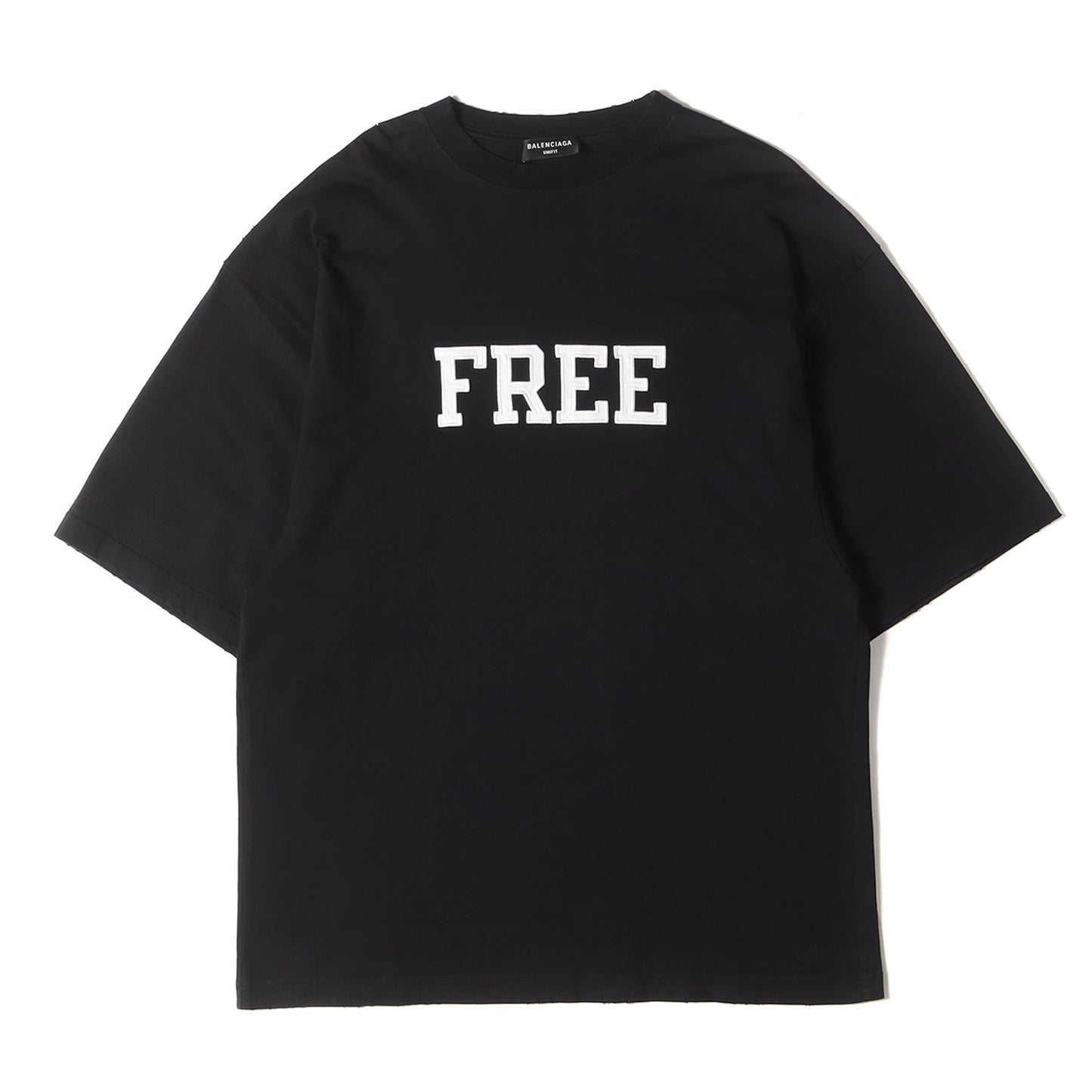 21AW ダメージ加工 FREE アップリケロゴ オーバーサイズ Tシャツ