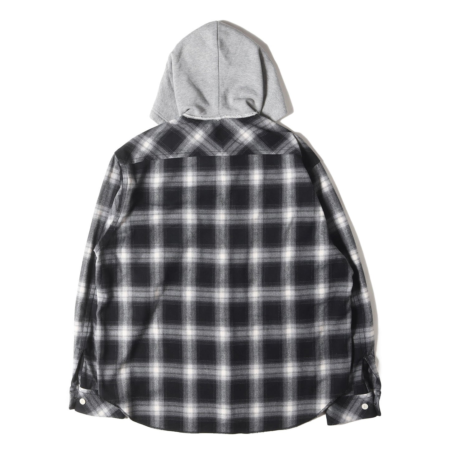 25SS スウェットフード付き オンブレチェック ツイルフランネル シャツ (COTTON TWILL OMBRE CHECK HOODIE SHIRT)