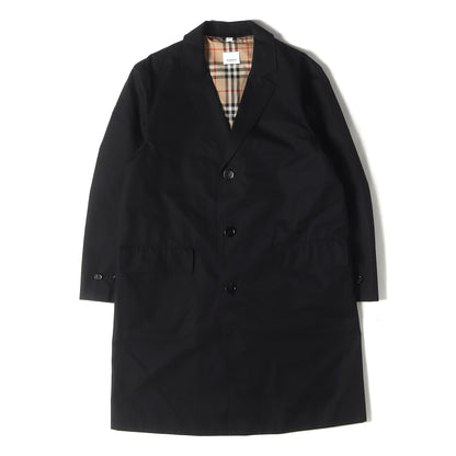 裏ノバチェック コットンギャバ 3B チェスターコート (Farringdon Black Cotton Gabardine Single-breasted Lab Coat 8014408)