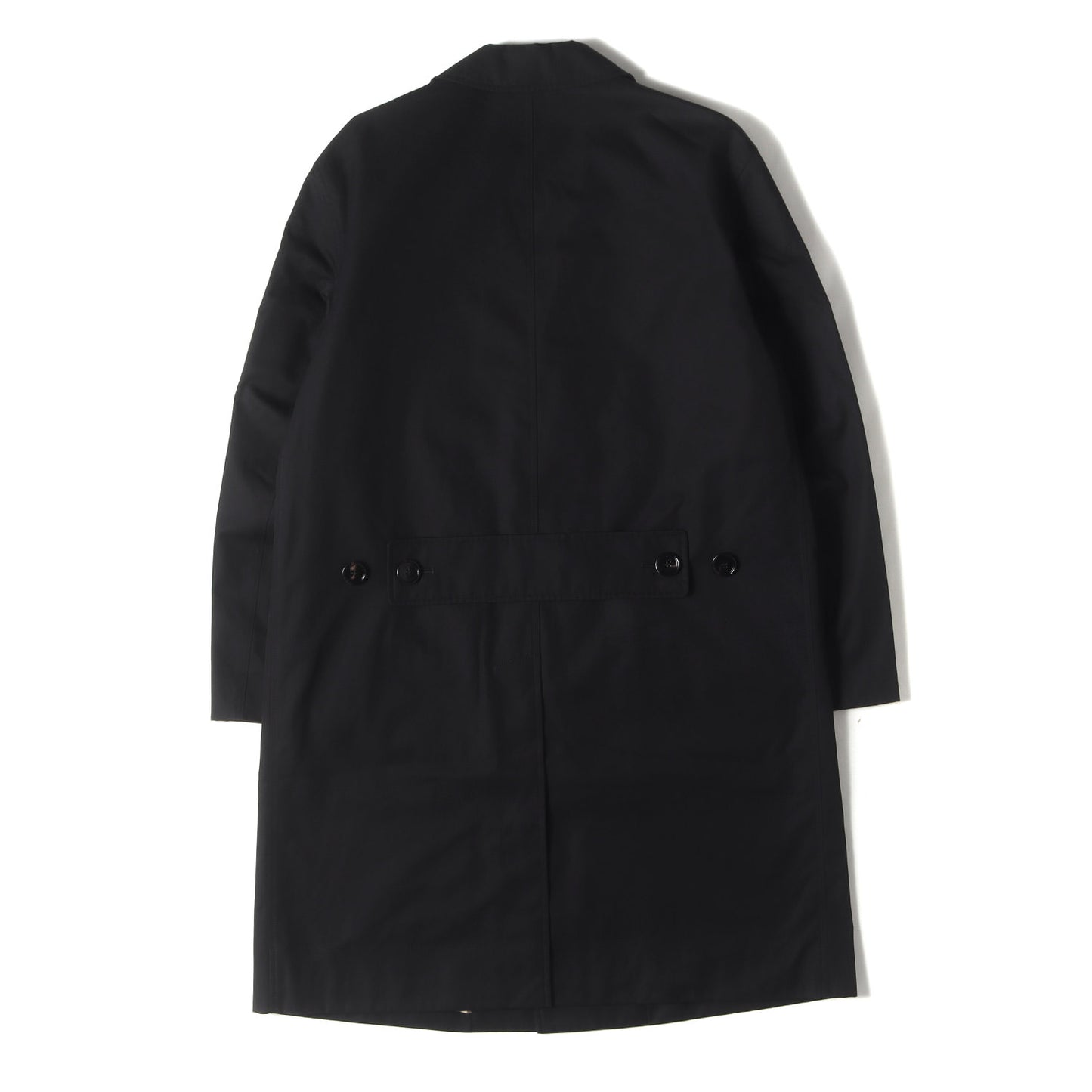 裏ノバチェック コットンギャバ 3B チェスターコート (Farringdon Black Cotton Gabardine Single-breasted Lab Coat 8014408)