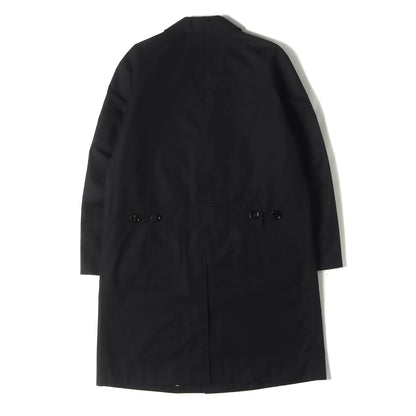 裏ノバチェック コットンギャバ 3B チェスターコート (Farringdon Black Cotton Gabardine Single-breasted Lab Coat 8014408)