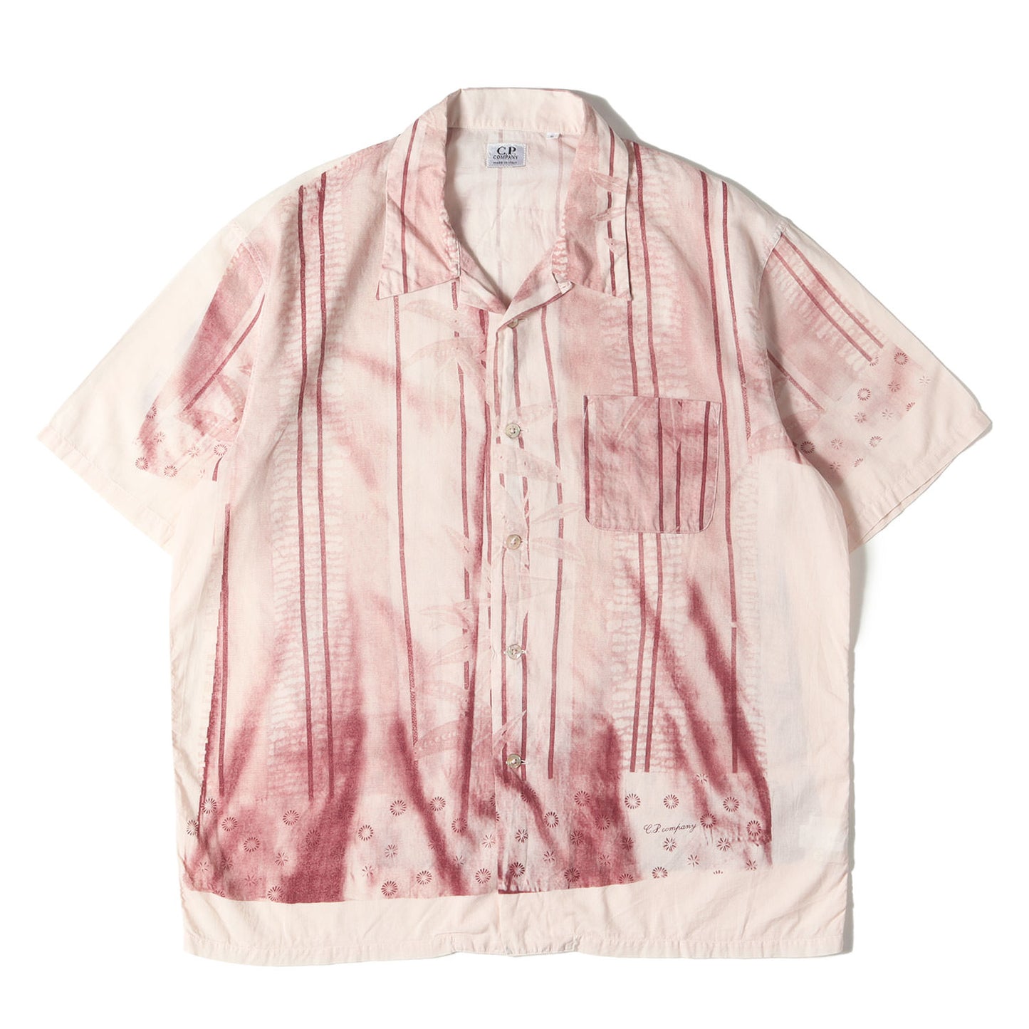 ジオメトリック プリント オープンカラー 半袖 シャツ