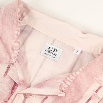 ジオメトリック プリント オープンカラー 半袖 シャツ