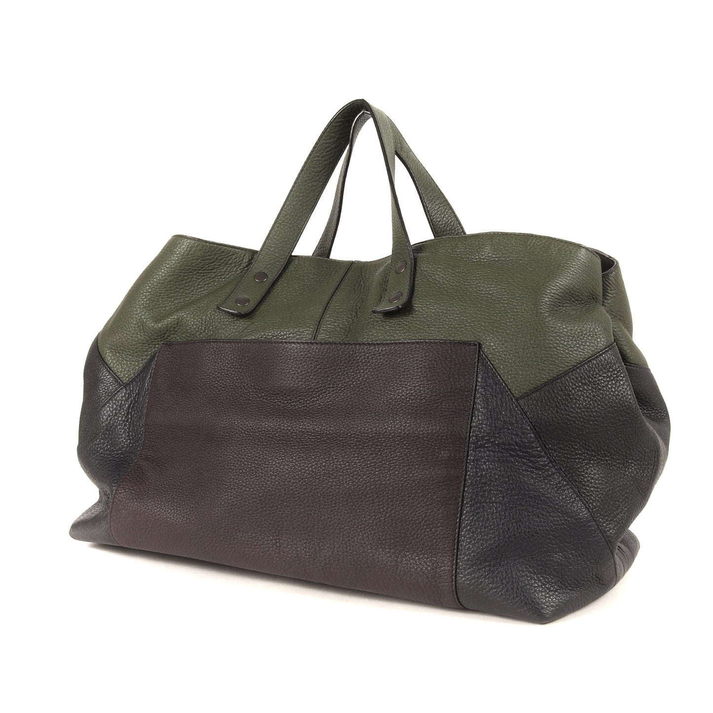 カラーブロック グレインレザー ハンドバッグ / MADE IN ITALY