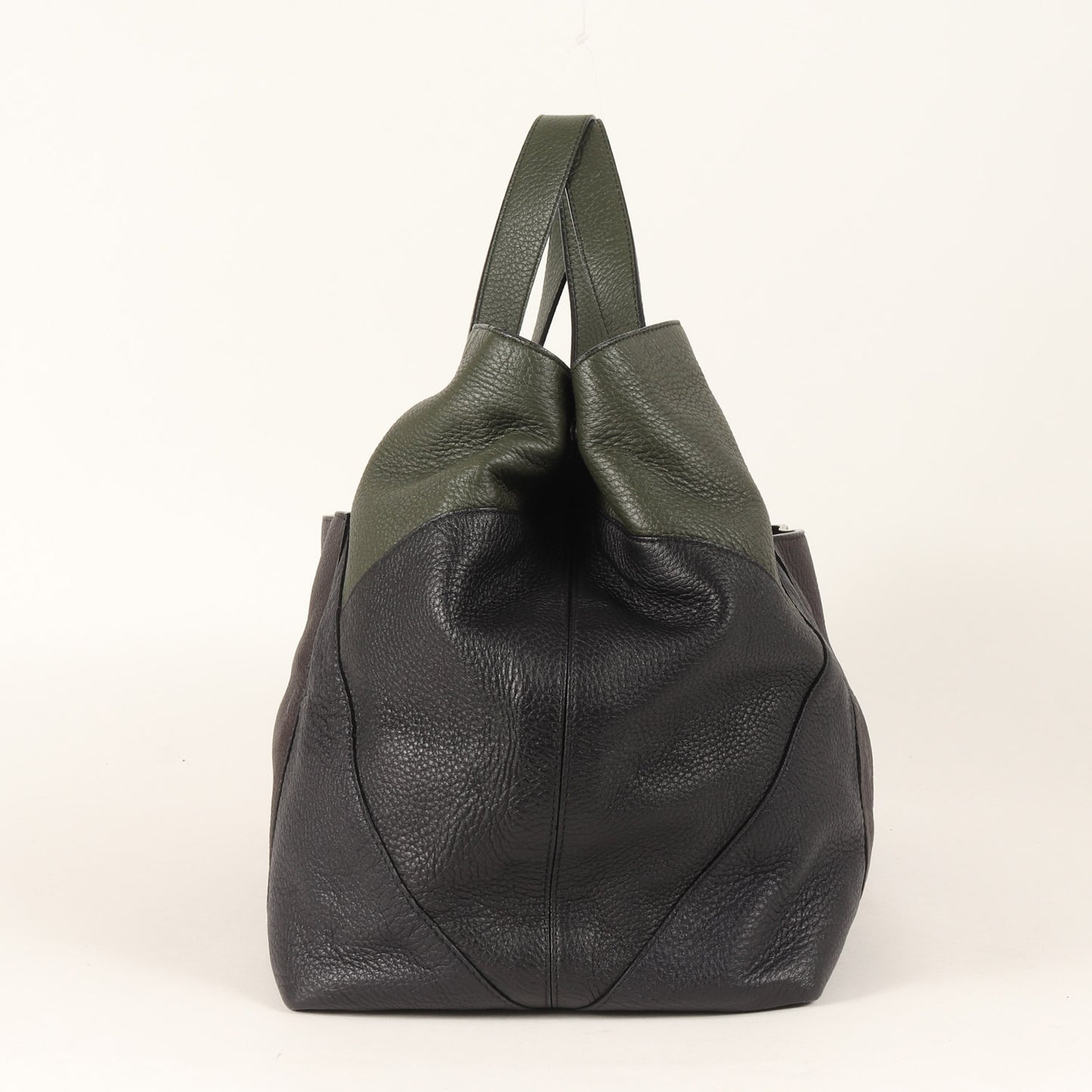 カラーブロック グレインレザー ハンドバッグ / MADE IN ITALY