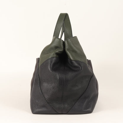 カラーブロック グレインレザー ハンドバッグ / MADE IN ITALY