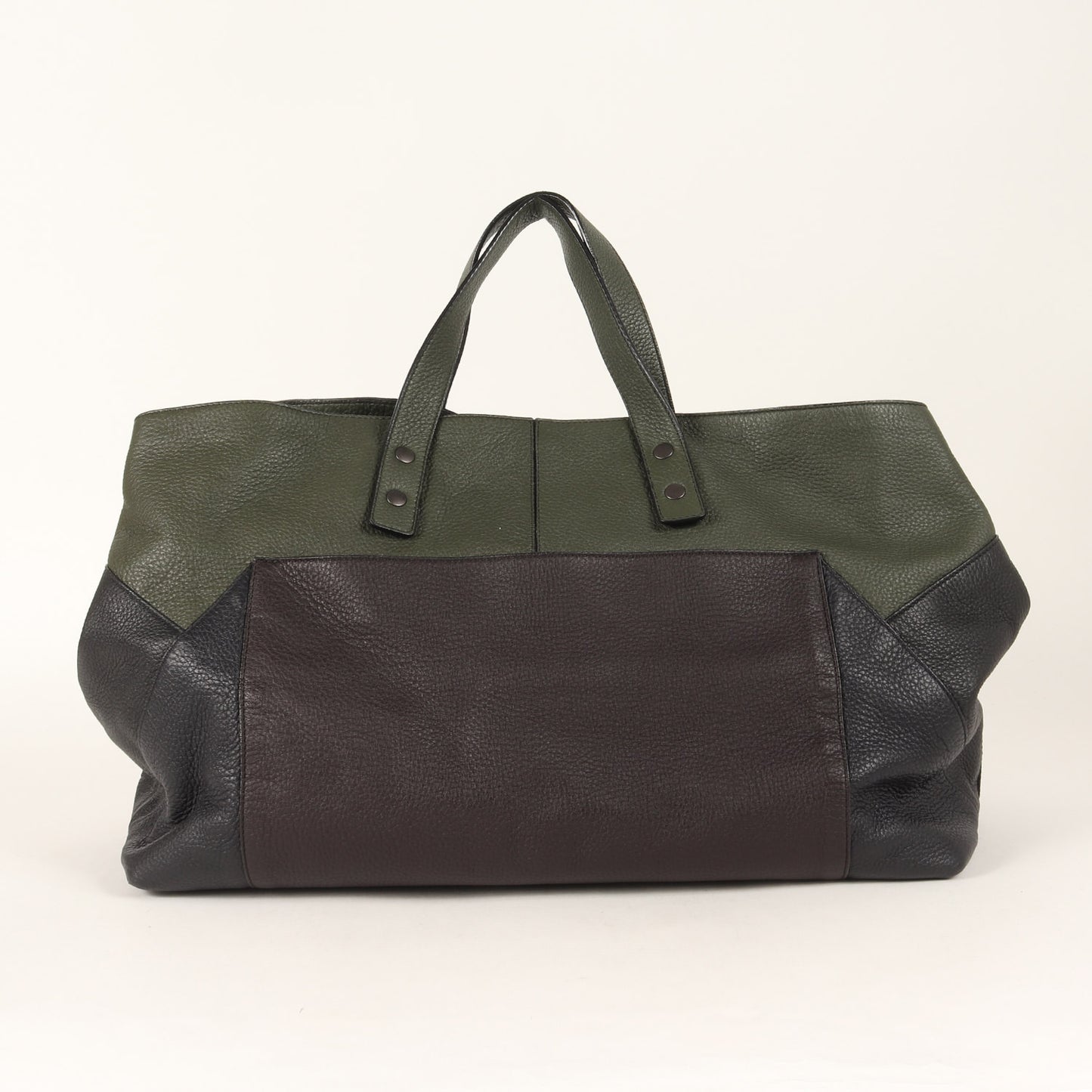 カラーブロック グレインレザー ハンドバッグ / MADE IN ITALY