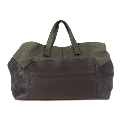 カラーブロック グレインレザー ハンドバッグ / MADE IN ITALY