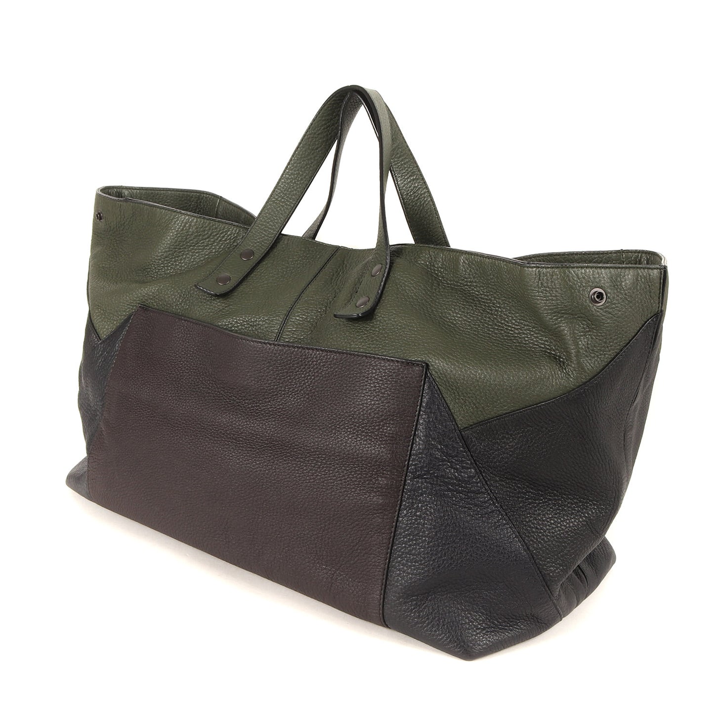 カラーブロック グレインレザー ハンドバッグ / MADE IN ITALY