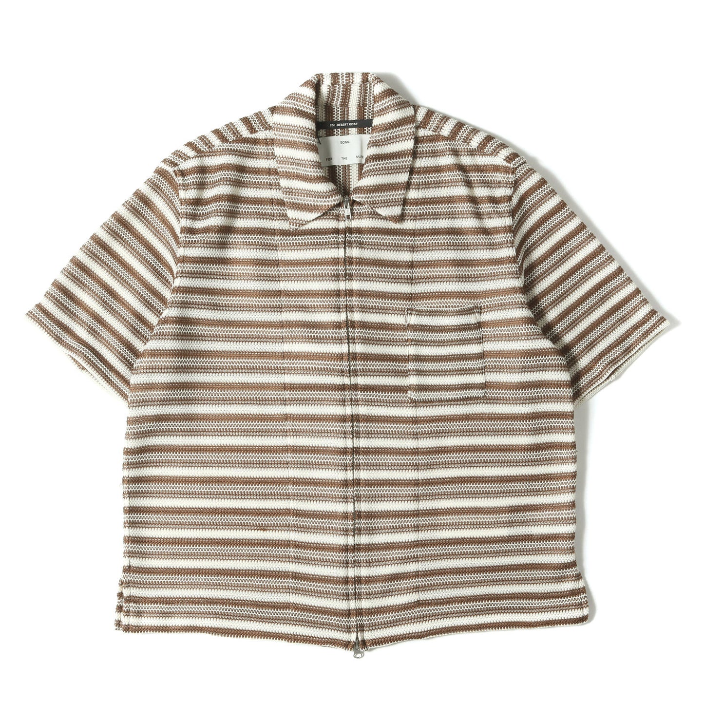 23SS ボーダー クロシェット ニット ダブルジップ 半袖 シャツ (Zip Up Box Shirt Crochet Knit 51-231-10-011368)