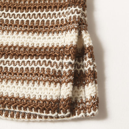 23SS ボーダー クロシェット ニット ダブルジップ 半袖 シャツ (Zip Up Box Shirt Crochet Knit 51-231-10-011368)