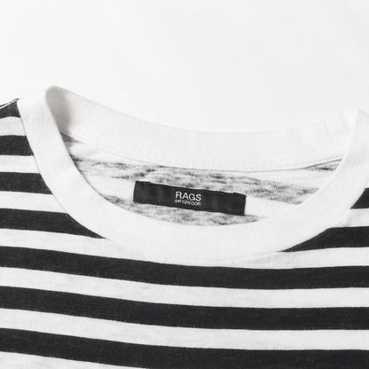 ボーダー リンガーネック ハーフスリーブ Tシャツ (211727104) / 五分袖 MADE IN JAPAN