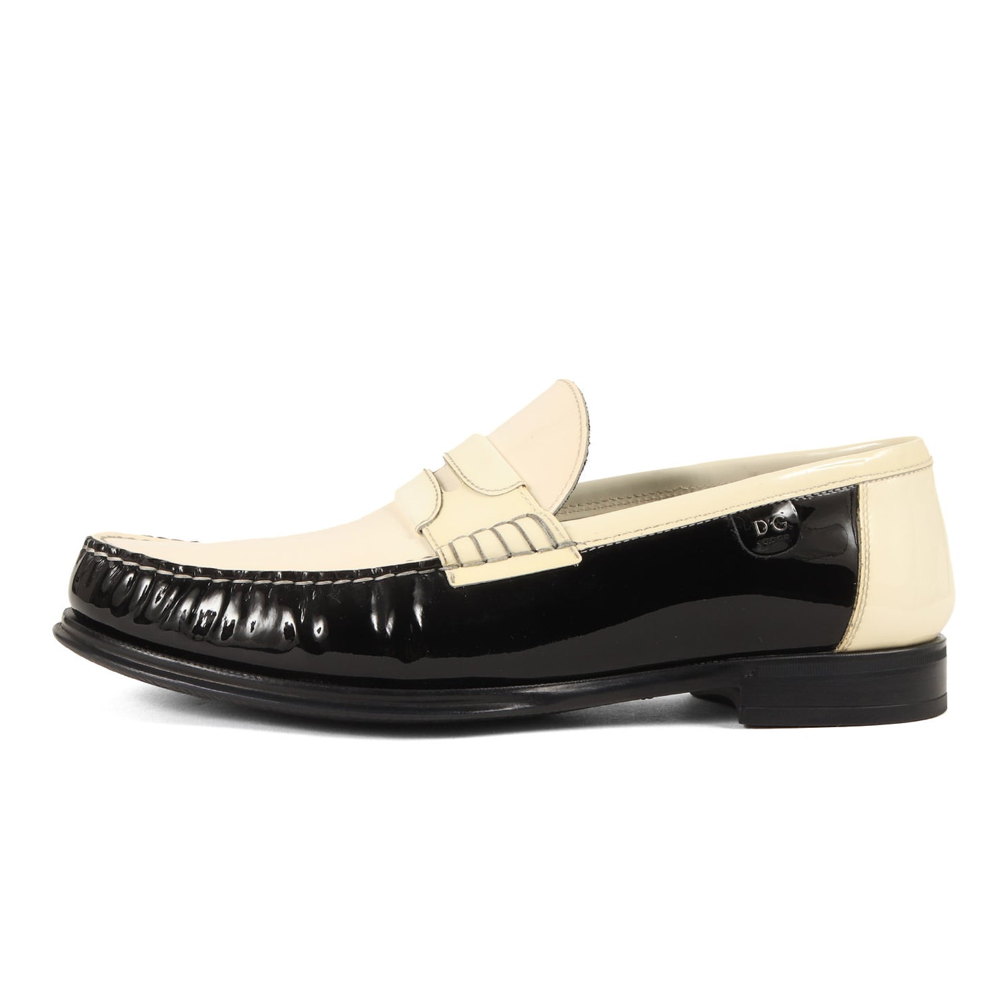 ツートーン パテント エナメル レザー コイン ローファー (A30003)