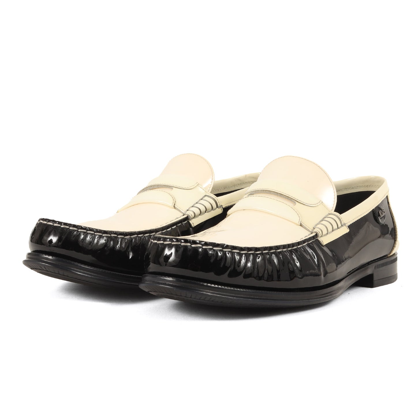 ツートーン パテント エナメル レザー コイン ローファー (A30003)