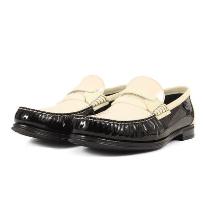 ツートーン パテント エナメル レザー コイン ローファー (A30003)