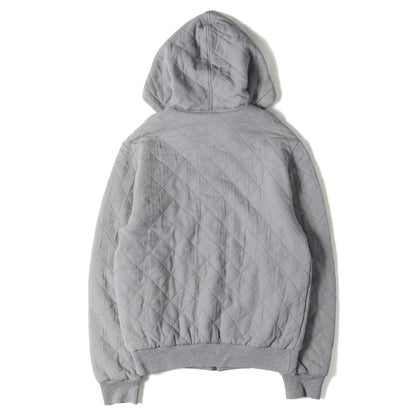 ロゴ プレート キルティング ジップ パーカー