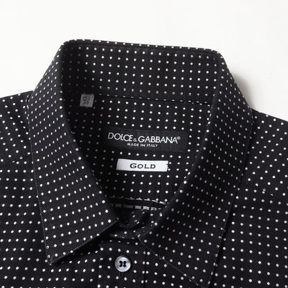 ポルカドット ジャガード フォーマル ドレス シャツ / コンバーチブルカフス GOLD