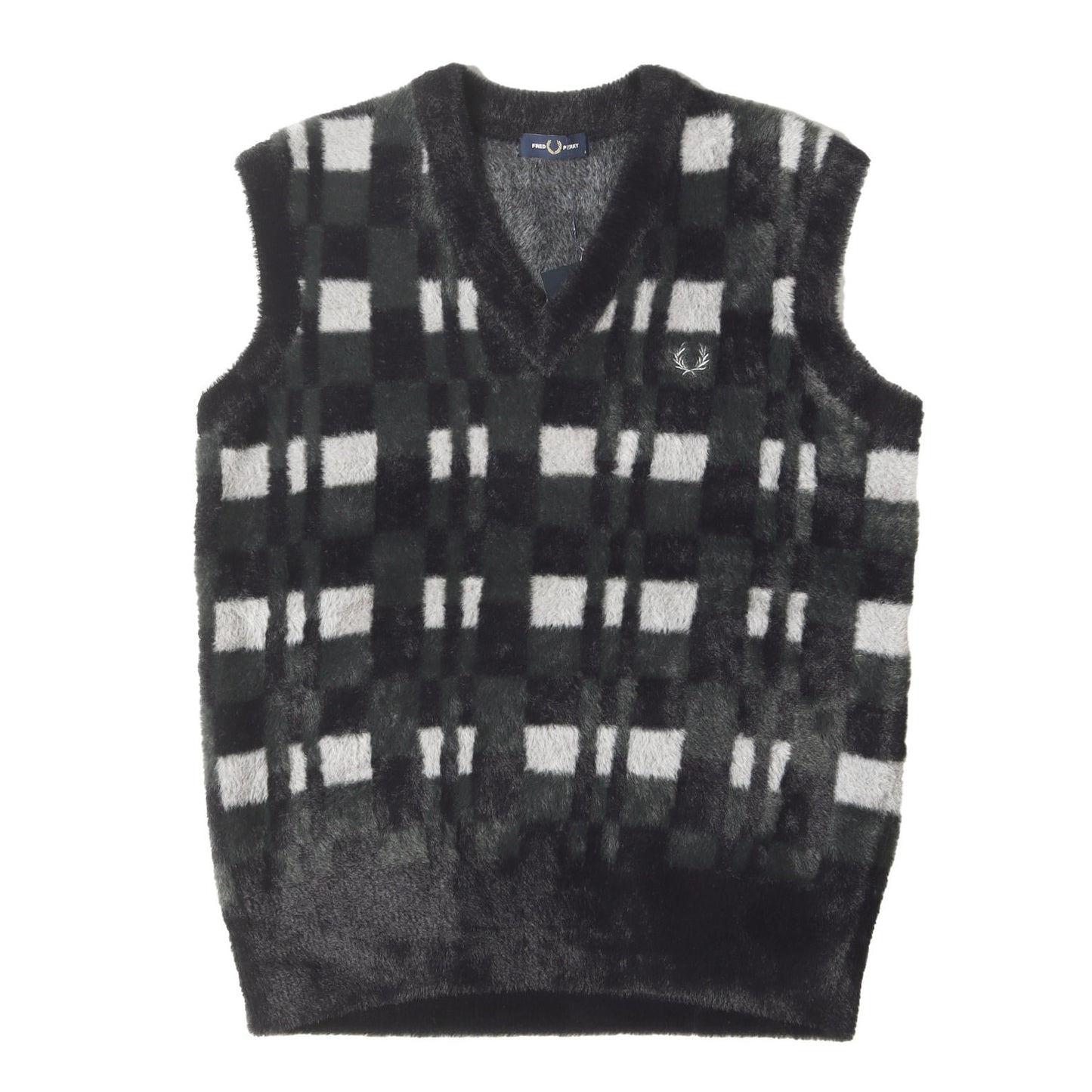 24AW ジオメトリック シャギー ナイロン ニットベスト (Textured Chequerboard Tank K8568)