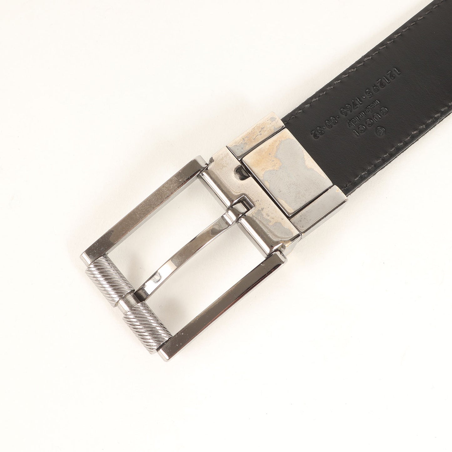 リバーシブル スクエアバックル GGキャンバス レザー ベルト (121295)