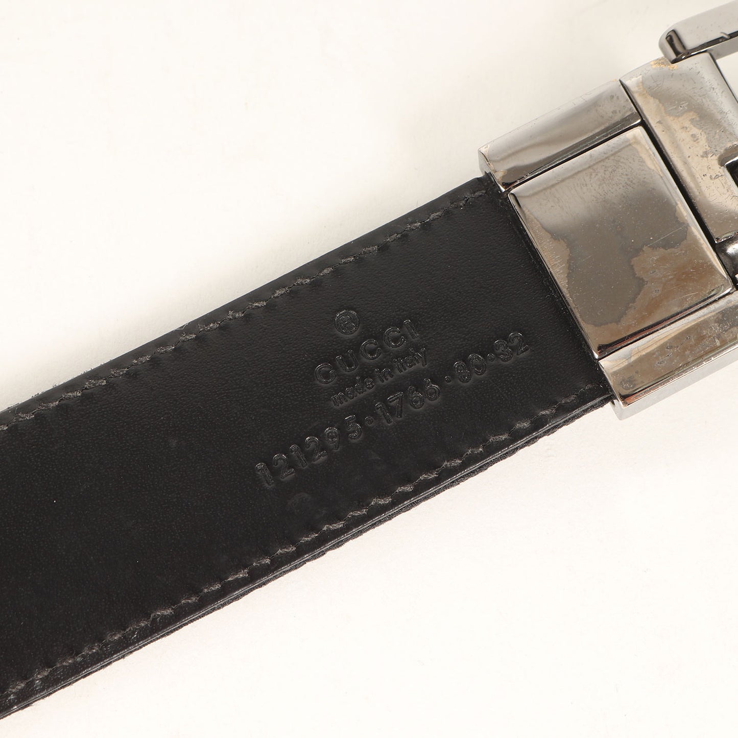 リバーシブル スクエアバックル GGキャンバス レザー ベルト (121295)