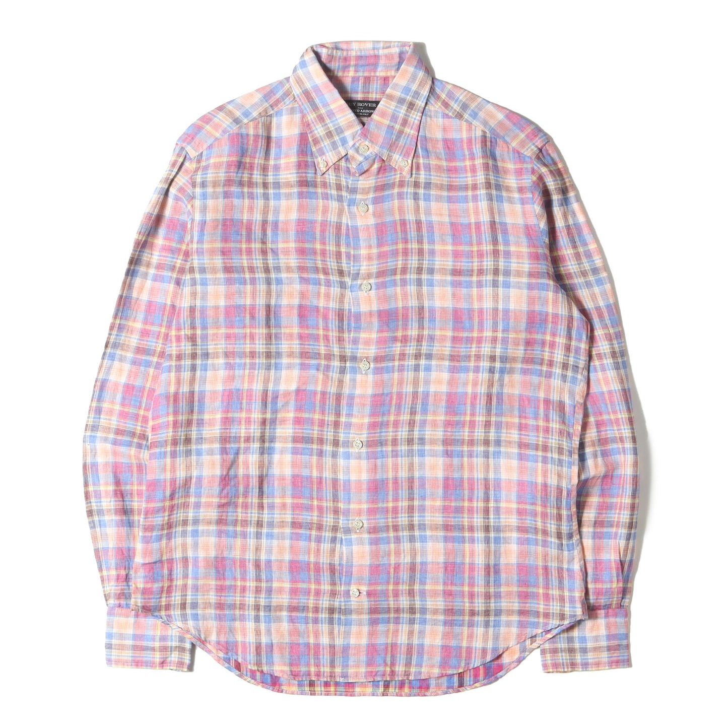 × UNITED ARROWS マドラスチェック ボタンダウン リネン シャツ (1111-343-6535) / MADE IN ITALY
