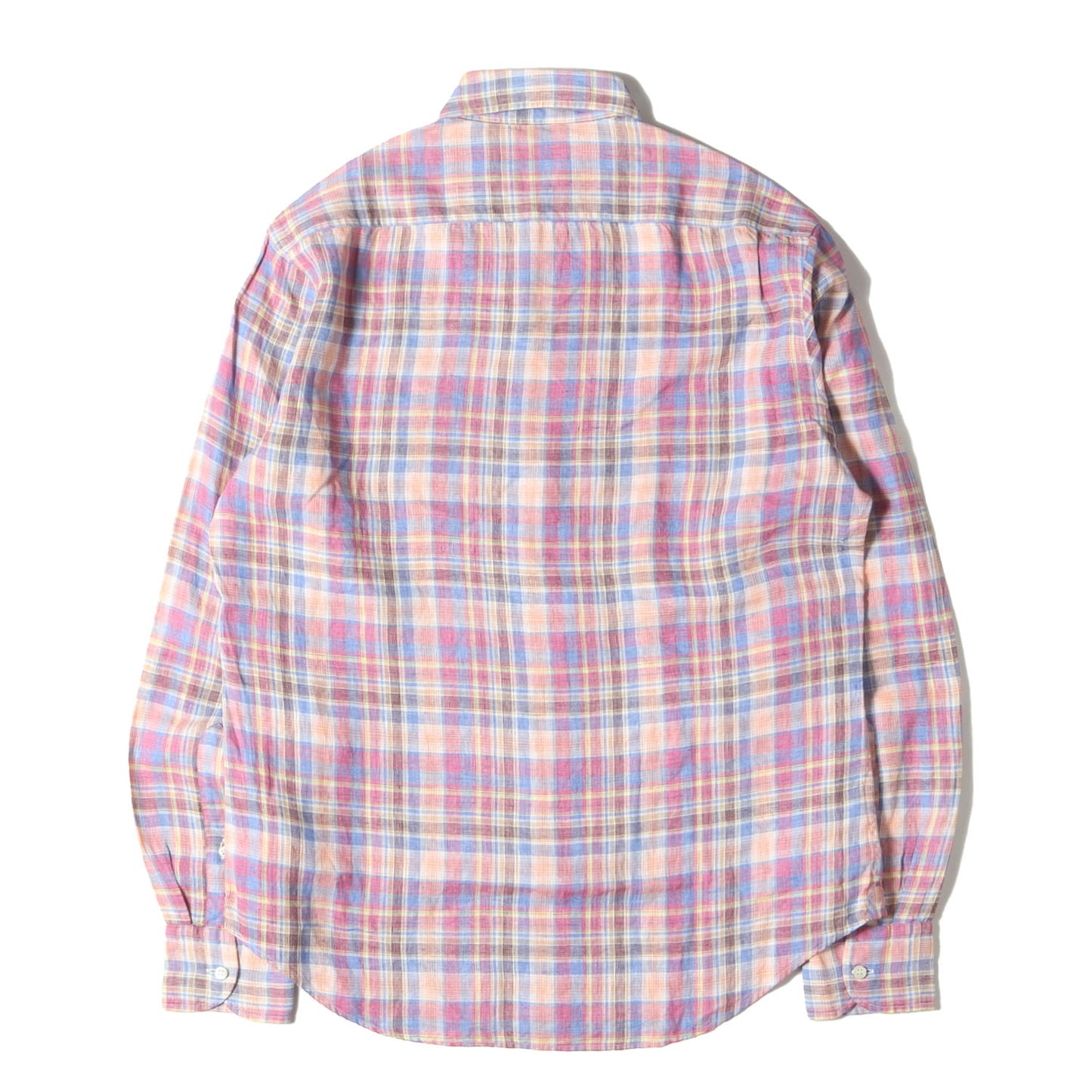 × UNITED ARROWS マドラスチェック ボタンダウン リネン シャツ (1111-343-6535) / MADE IN ITALY