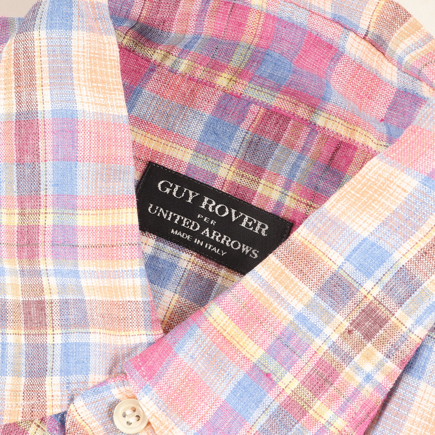 × UNITED ARROWS マドラスチェック ボタンダウン リネン シャツ (1111-343-6535) / MADE IN ITALY