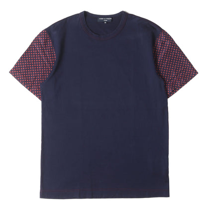 00s スリーブ フラワー リネン混 キュプラコットン 切替 バインダーネック Tシャツ (HE-T111)