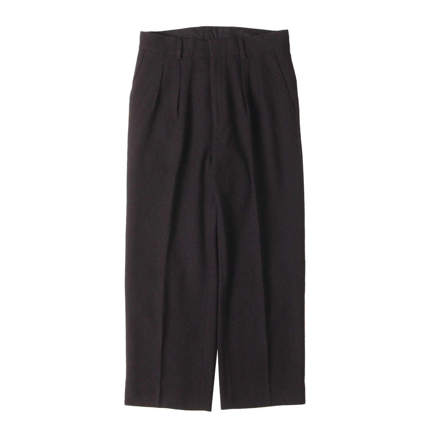 ツータック ウールミックス ワイド ストレート スラックス パンツ (1299-112-6877) / MADE IN JAPAN SAMPLE