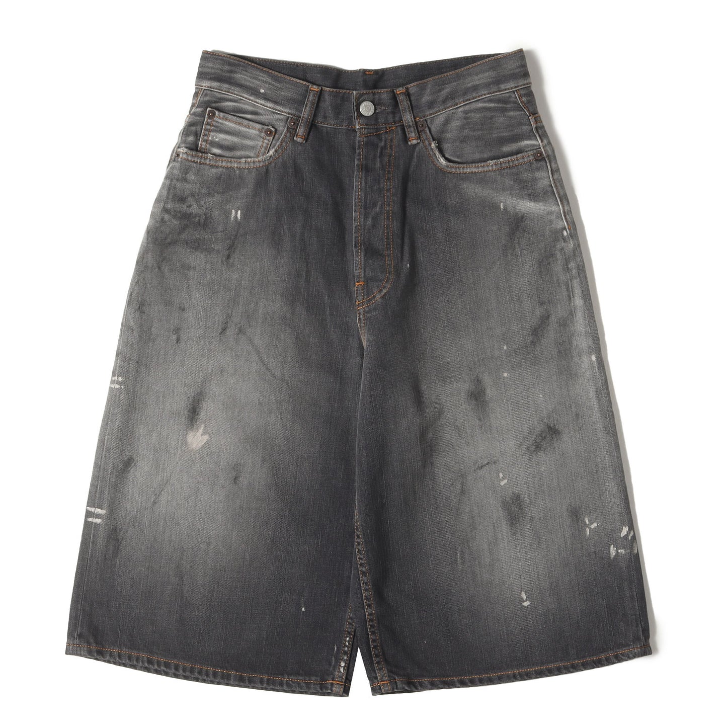 25SS ヴィンテージ ウォッシュ加工 デニム ショート パンツ (デニムショーツ - ルーズフィット FN-MN-SHOR000263)