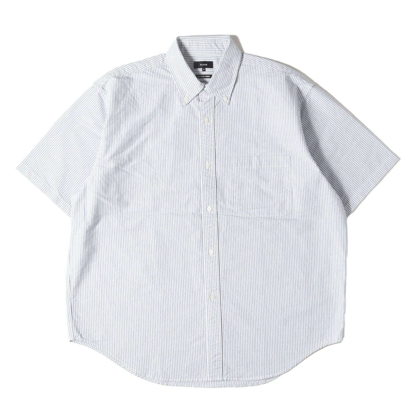 25SS ストライプ ワイドフィット 5分袖 ボタンダウン シャツ (11-01-0575-301) / JAPANESE FABRIC BEAMS PLUS