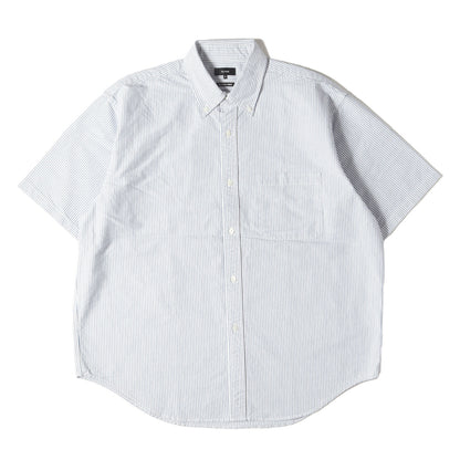 25SS ストライプ ワイドフィット 5分袖 ボタンダウン シャツ (11-01-0575-301) / JAPANESE FABRIC BEAMS PLUS