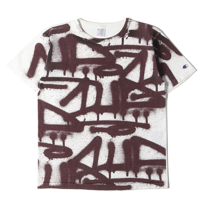 × Champion T1011 グラフィック ペイント ヘビーウェイト バインダーネック Tシャツ / MADE IN USA