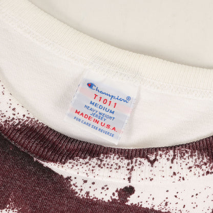 × Champion T1011 グラフィック ペイント ヘビーウェイト バインダーネック Tシャツ / MADE IN USA