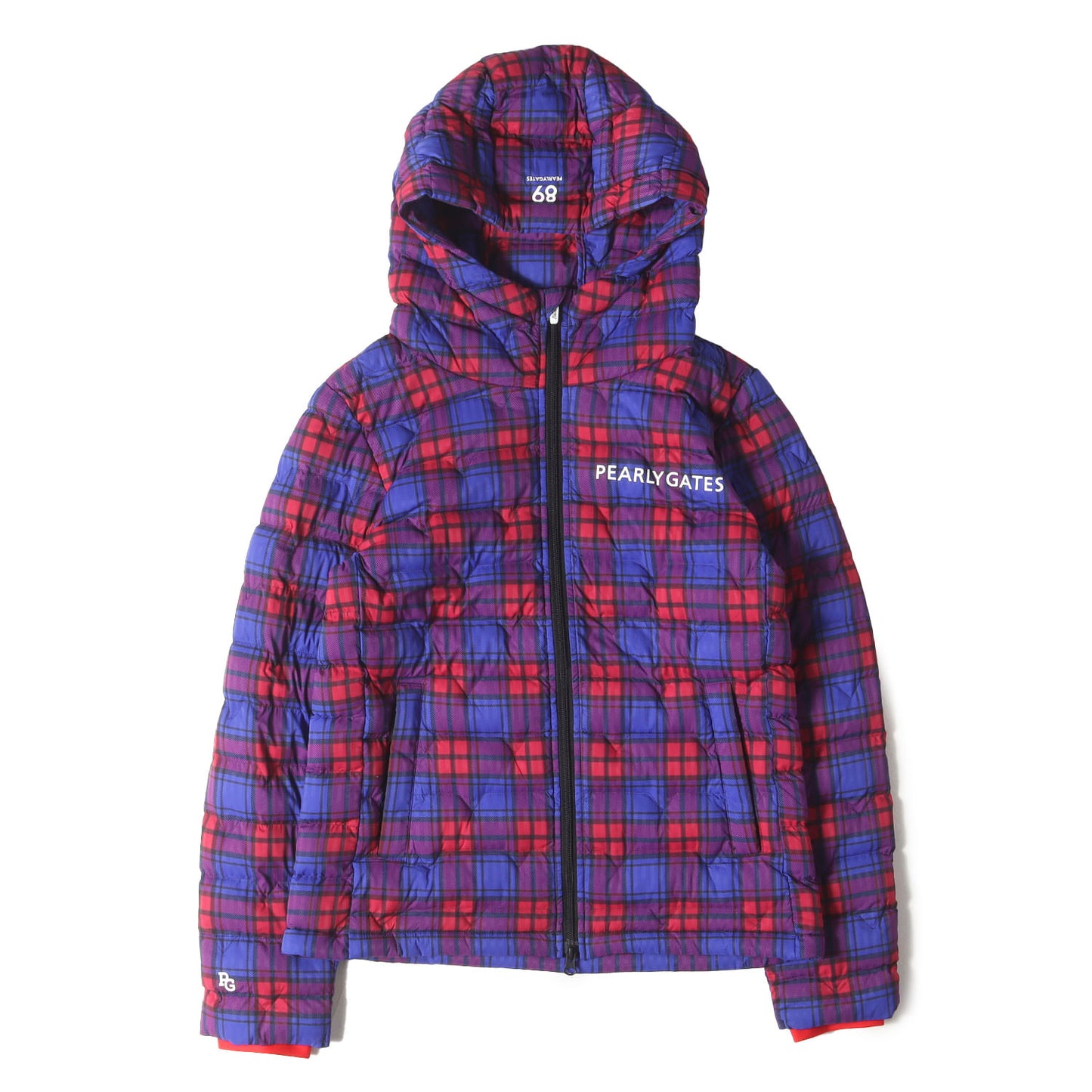 24SS ワンポイントロゴ タータンチェック フーデッド ストレッチ パテッド ブルゾン (055-4120008)