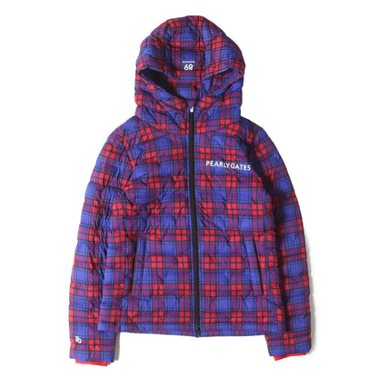 24SS ワンポイントロゴ タータンチェック フーデッド ストレッチ パテッド ブルゾン (055-4120008)