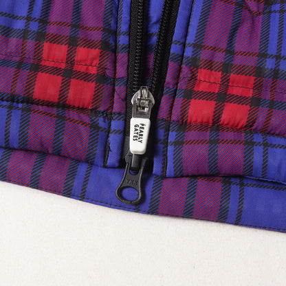 24SS ワンポイントロゴ タータンチェック フーデッド ストレッチ パテッド ブルゾン (055-4120008)