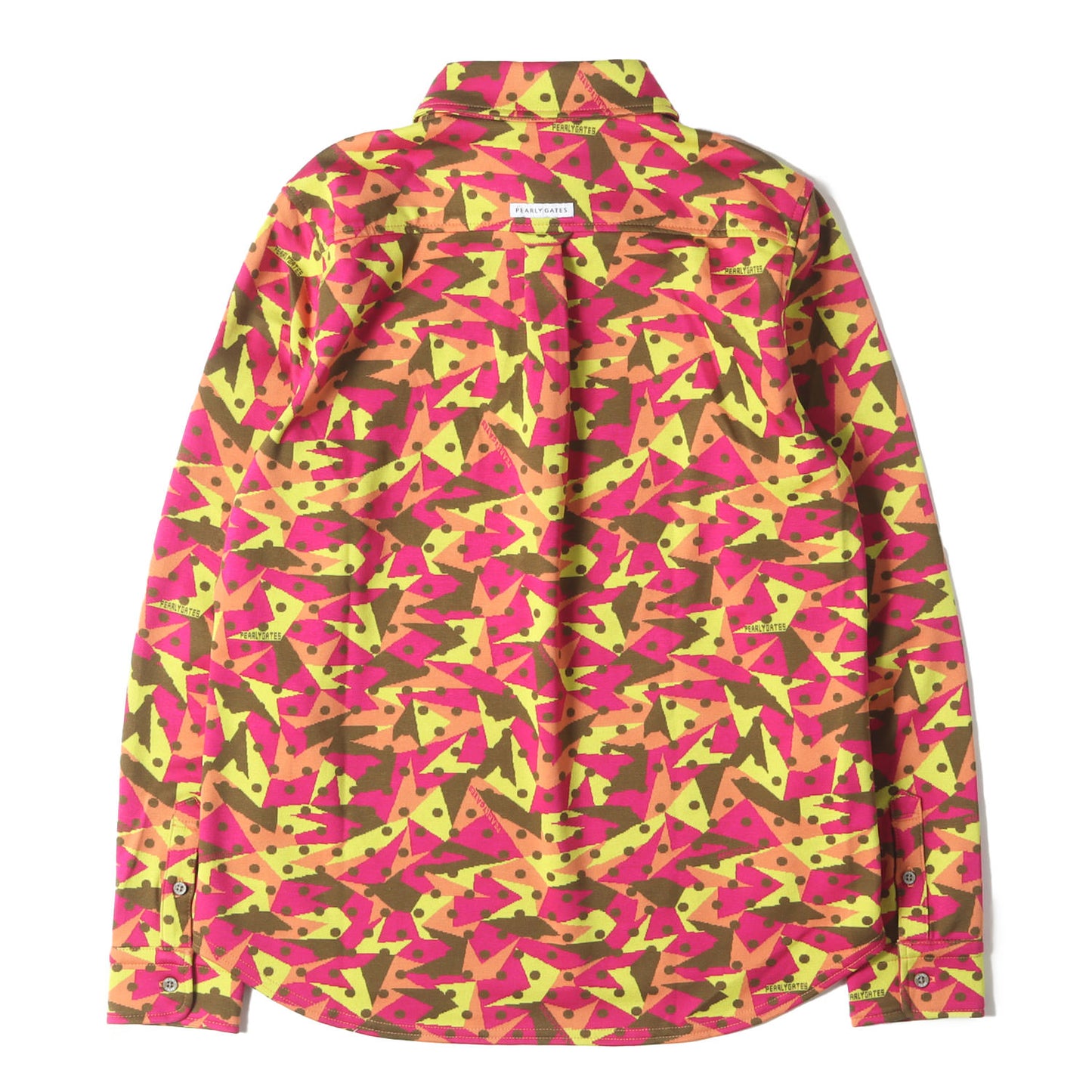 ジオメトリック ジャガード ジャージー 長袖 ポロシャツ