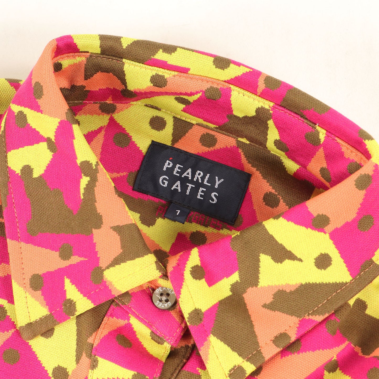 ジオメトリック ジャガード ジャージー 長袖 ポロシャツ