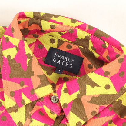 ジオメトリック ジャガード ジャージー 長袖 ポロシャツ