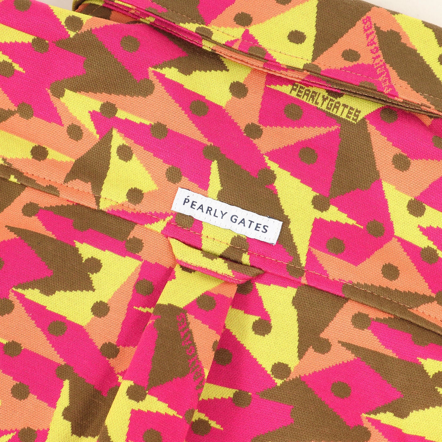 ジオメトリック ジャガード ジャージー 長袖 ポロシャツ