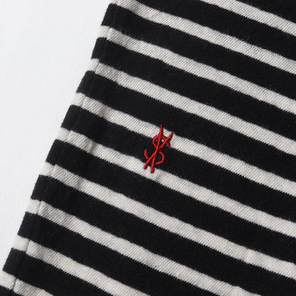 クラッシュ加工 ボーダー リネンコットン Tシャツ