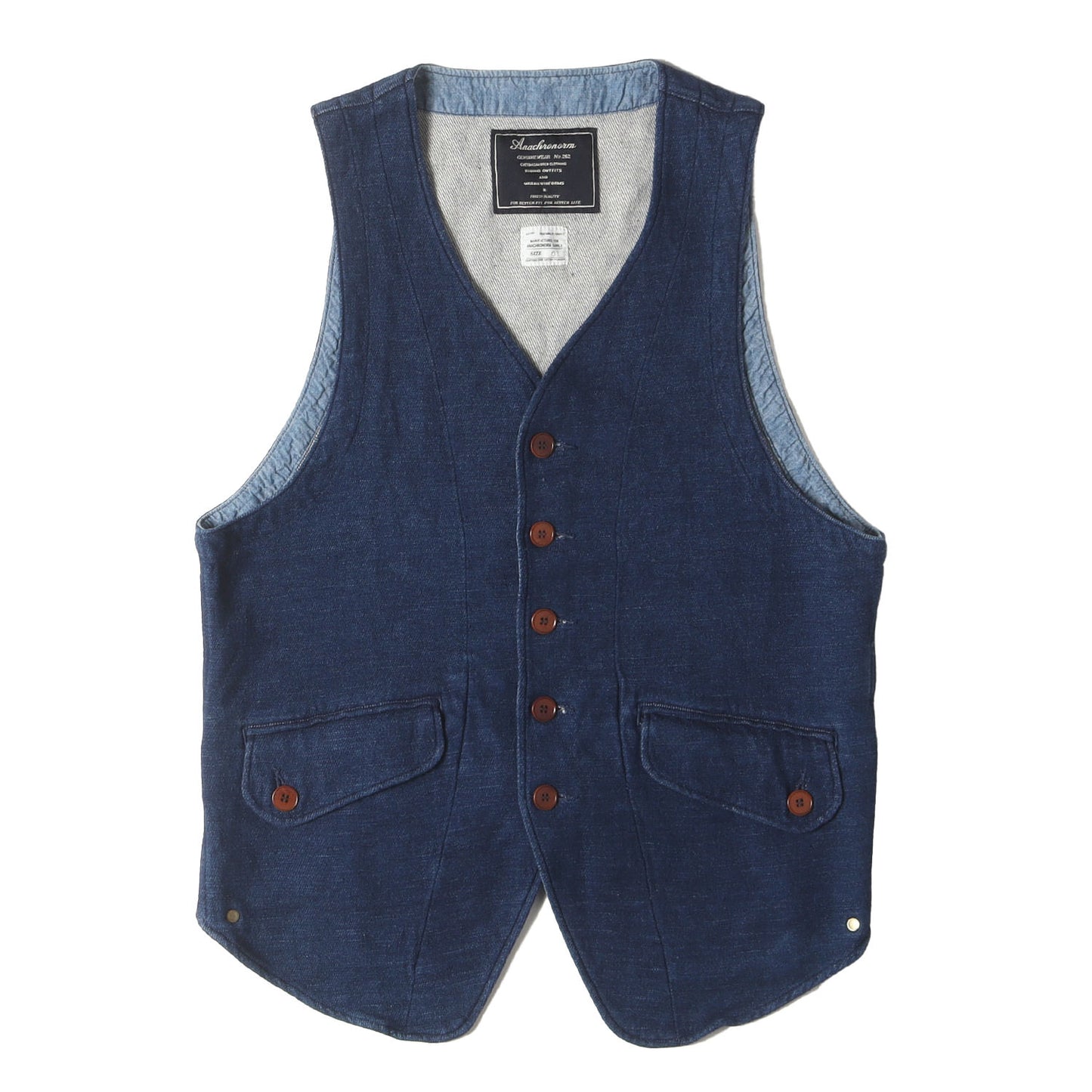 インディゴ染め ストレッチ スウェット ジレ ベスト