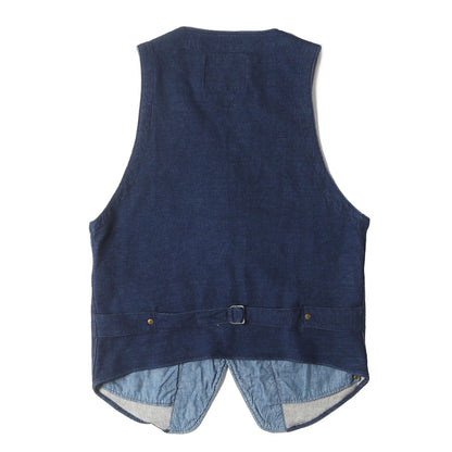 インディゴ染め ストレッチ スウェット ジレ ベスト