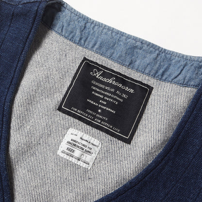 インディゴ染め ストレッチ スウェット ジレ ベスト