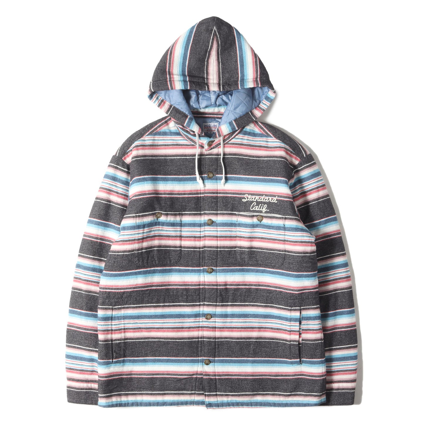 サウスウエスト ボーダー キルティング フランネル シャツ パーカー (SD SOUTHWEST FLANNEL QUILTED HOOD JACKET)